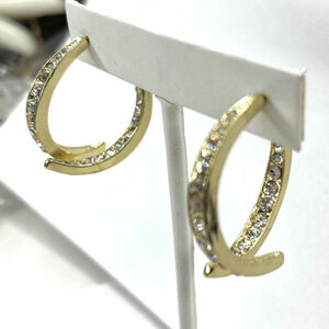 NEW Earrings Clear Rhinestone Pierced post Front Back Dangle Hoop Lot AU16